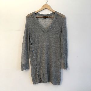 Eileen Fisher project petite linen grey lightweight sweater SP